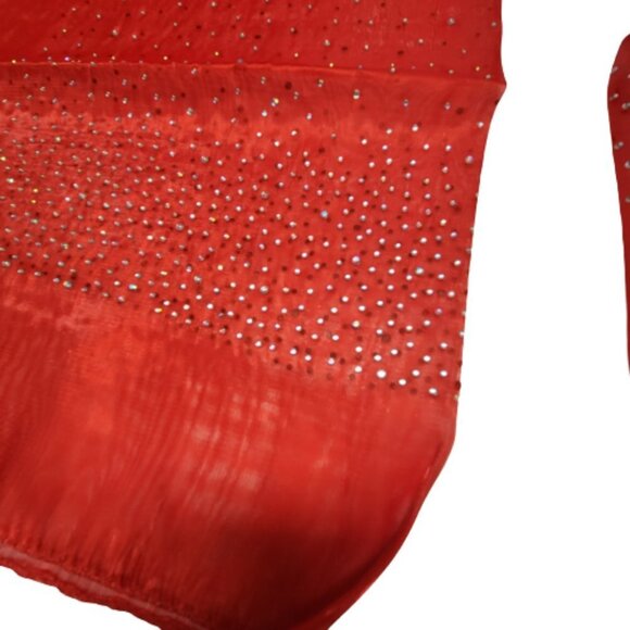 Red Sequin Scarf Glossy Sheen Sheer Scarf Wedding Formal Dress Scarf - NEW - Picture 3 of 15